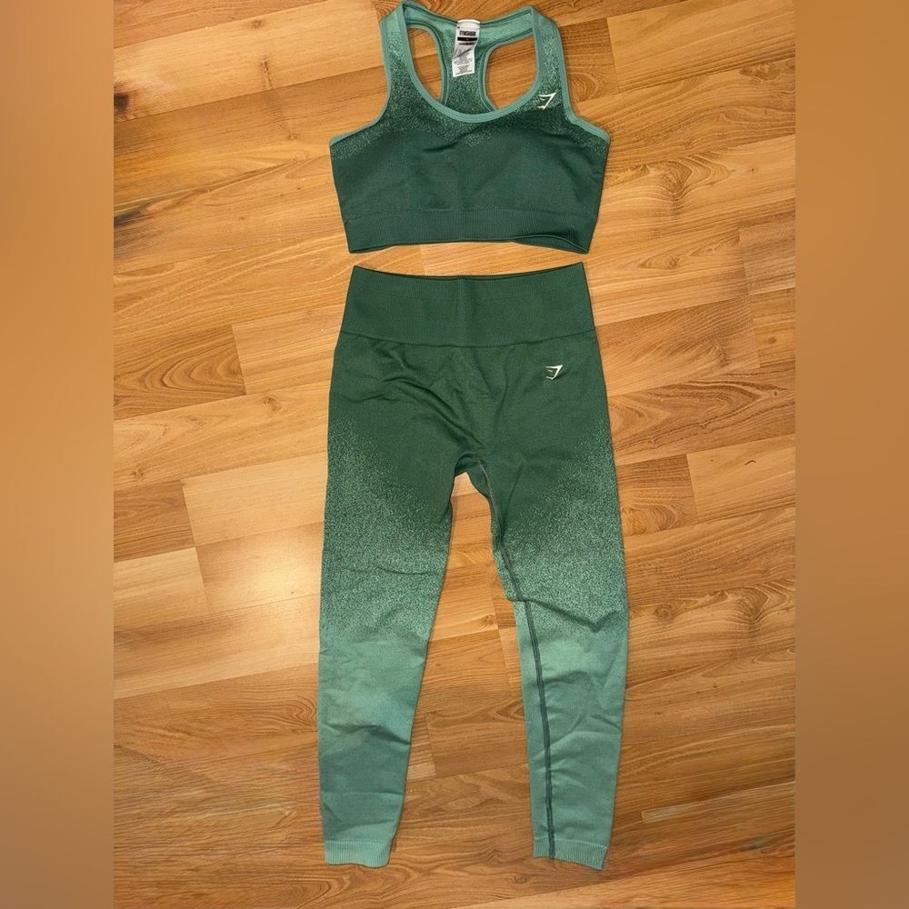 Gymshark Teal Activewear Matching Sports Bra and Legging Set